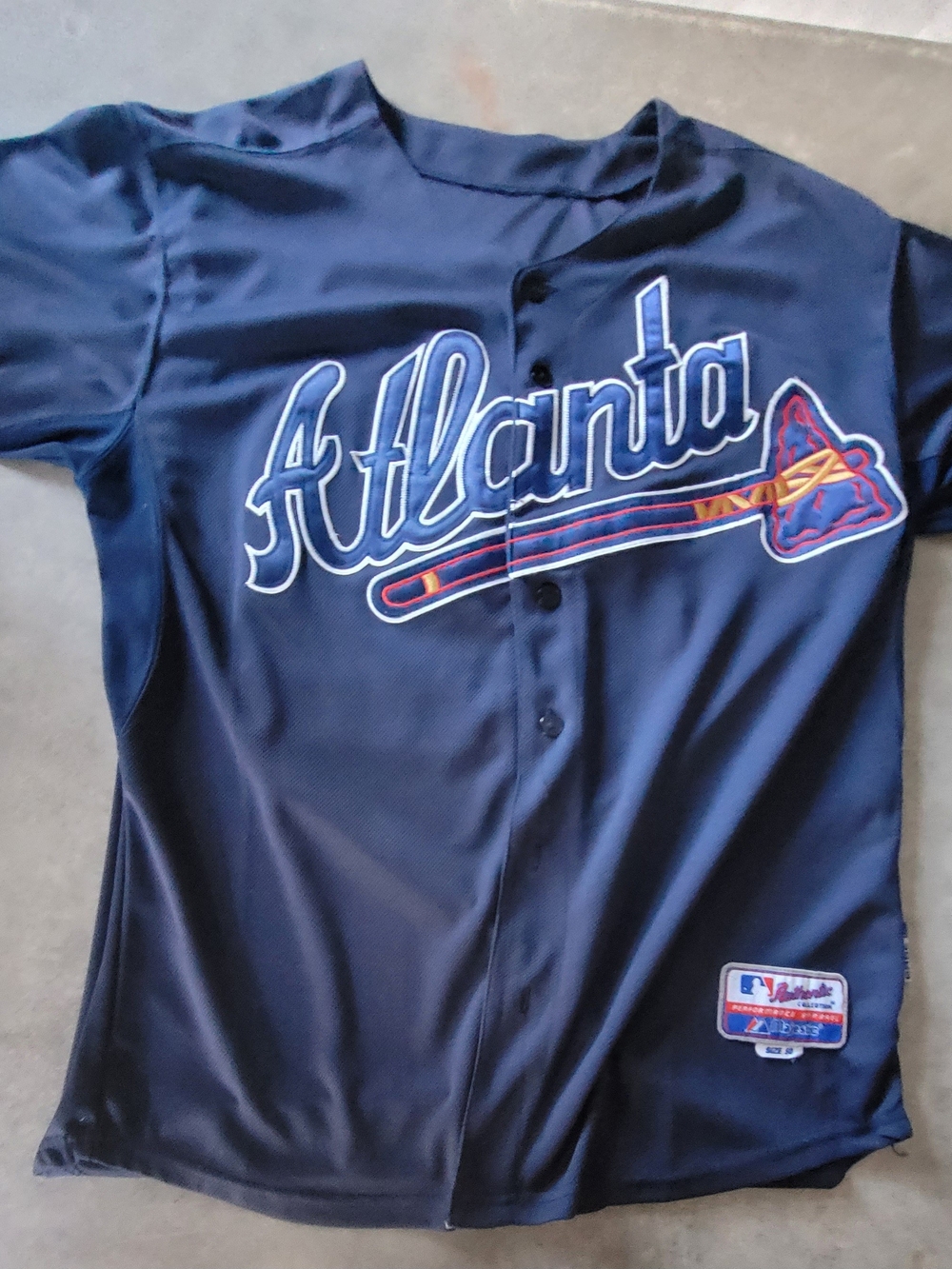 Majestic Atlanta Braves Navy Baseball Jersey - JASON HEYWARd 22